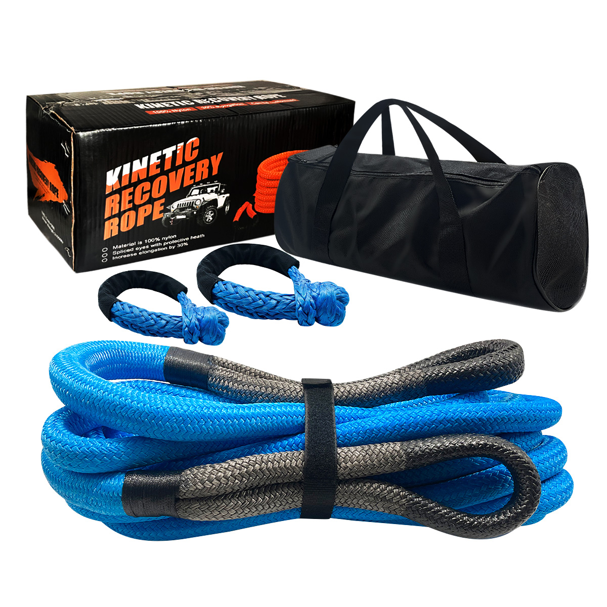 Kinetic Recovery Kit Towing Rope with Soft Shackles