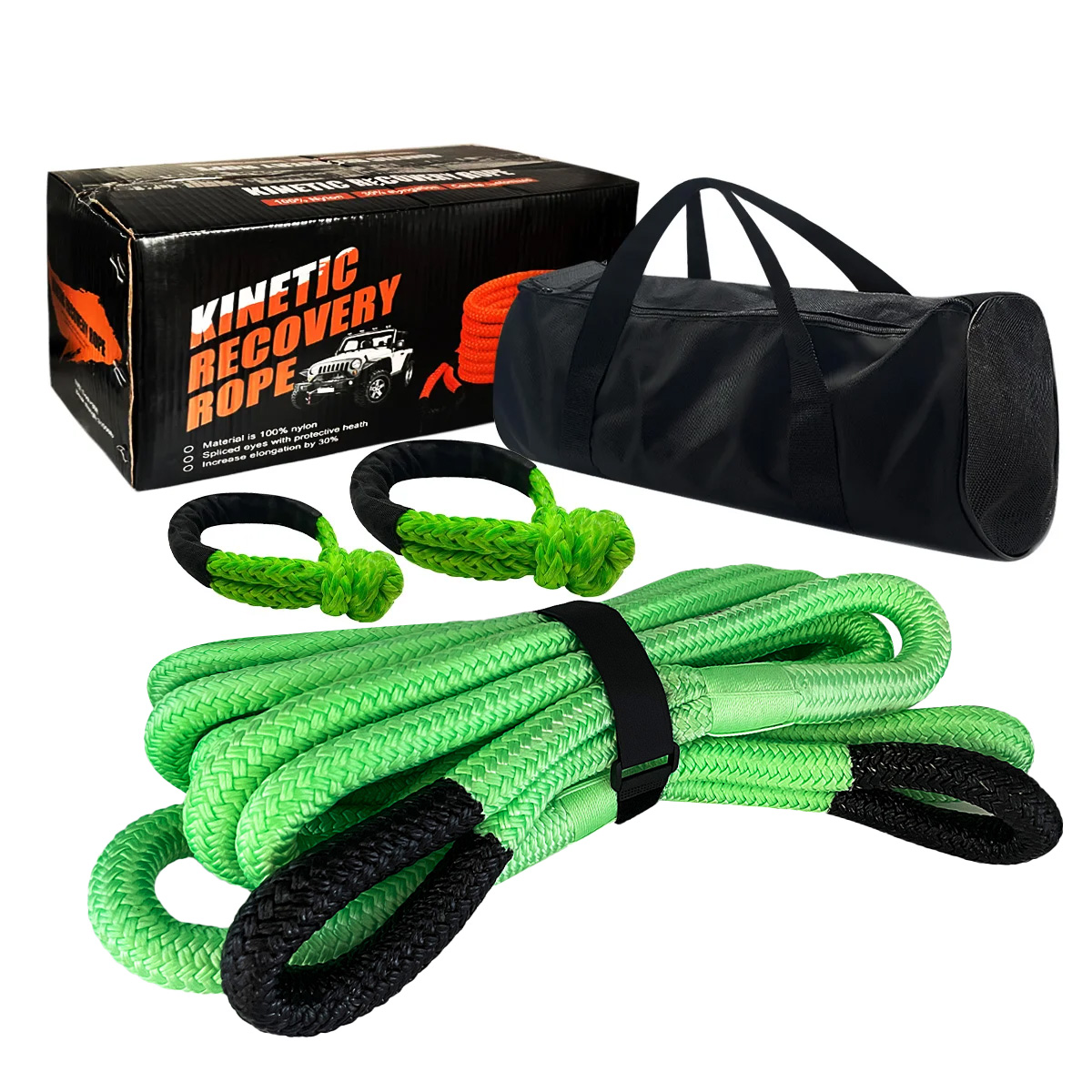 Kinetic Recovery Kit Towing Rope with Soft Shackles