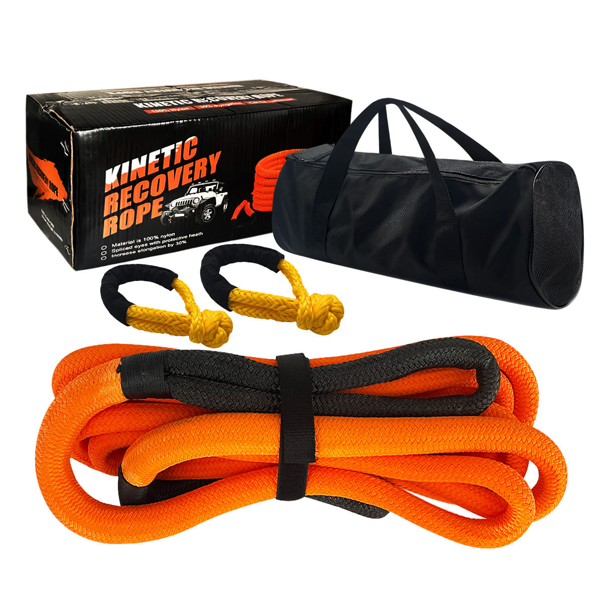 Kinetic Recovery Kit Towing Rope with Soft Shackles