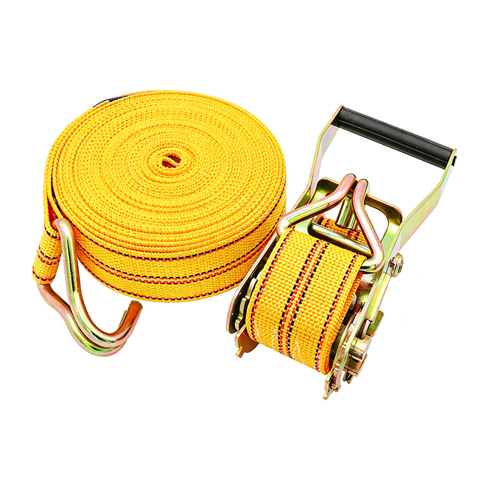 Ratchet Tie Down Strap Polyester Cargo Lashing Belt Zinc Plated J Hook for Truck Trailer Load Secure