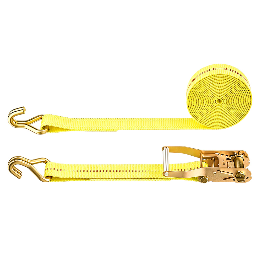 Ratchet Tie Down Strap Polyester Cargo Lashing Belt Zinc Plated J Hook for Truck Trailer Load Secure