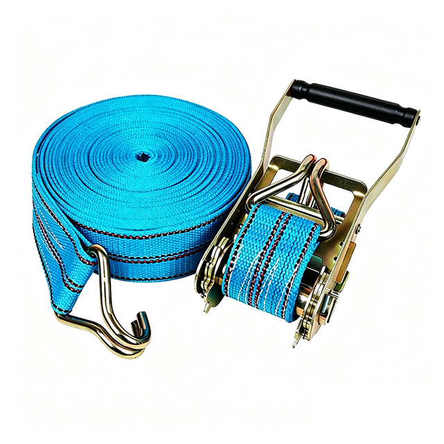 Ratchet Tie Down Strap Polyester Cargo Lashing Belt Zinc Plated J Hook for Truck Trailer Load Secure